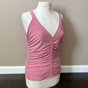 Garfield & Marks mauve colored rouched flattering V front/back tank sz M